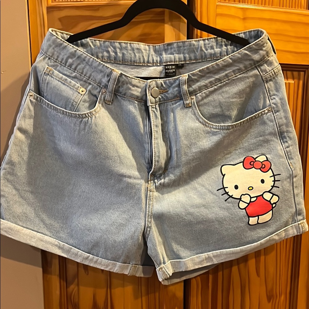 SHEIN Light Blue Hello Kitty Jean Shorts